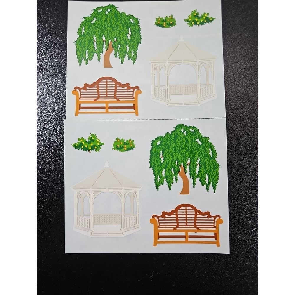 Mrs. Grossman Paper Whisper Sticker ~ Town Park Gazebo, Park Bench, Willow Tree.